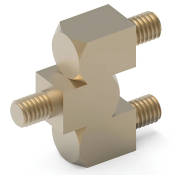 Zawias boczny mosiężny 10x30x14 mm, 3-śruby gwintowane M6x8, kąt 180°