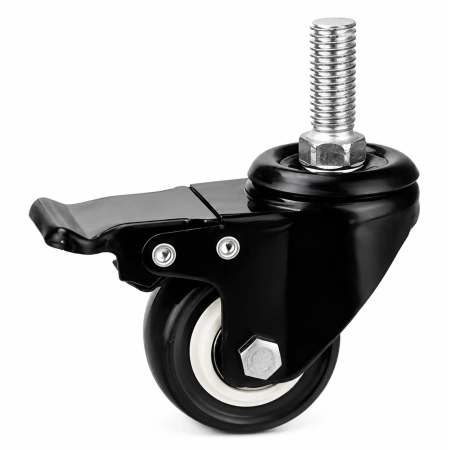 Koło obrotowe do 40kg PVC 50mm śruba M10x25 czarne hamulec