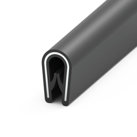 Osłona krawędzi PVC 1–3 mm 522, czarna, wciskana, ze stalowym wzmocnieniem, metr bieżący