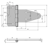 Zawias skrzydełkowy nierdzewny A=138 B=85, 6-otworowy, INOX