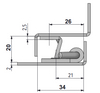Zawias wewnętrzny nierdzewny 32,5x65 mm, zagięcie drzwi 20–24 mm, otwory ⌀6,5 mm, INOX