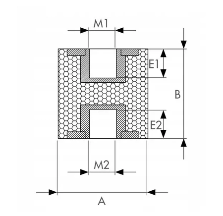 Wibroizolator typ C 30x20mm otwór M8x8