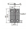 Zawias skrzydełkowy nierdzewny A=32 B=44, 4-otworowy, INOX