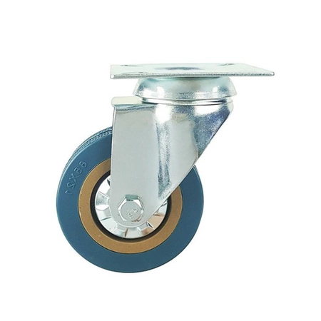 Koło skrętne do 55kg PVC 100mm płyta niebieski bieznik