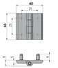 Zawias skrzydełkowy poliamidowy A=40 B=40 l=25, czarny, 4-śruby M5, PA6