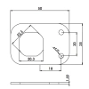 Podkładka montażowa do zamków ćwierćobrotowych 22,3x20,3 mm, grubość 1,5 mm, stalowa