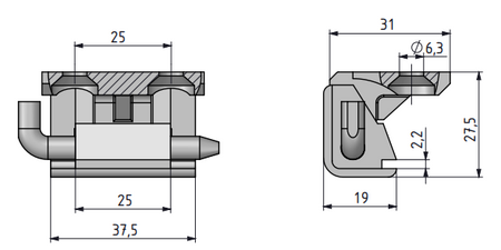 Zawias narożny metalowy prosty 31x42 mm, lakier czarny, na panel 1,5–2 mm