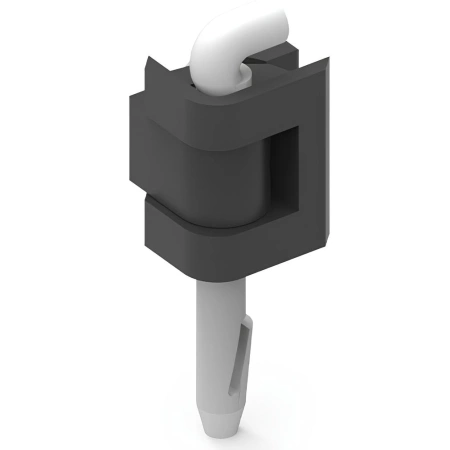 Zawias narożny poliamidowy 15x25 mm na panel 1,5 mm, PA6 i stalowy sworzeń