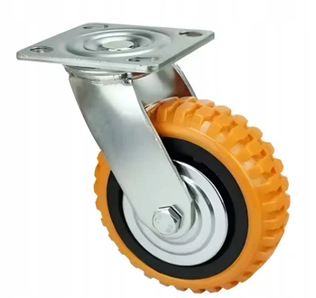 Koło przemysłowe obrotowe 100mm/200kg PVC, pomarańczowe bez hamulca
