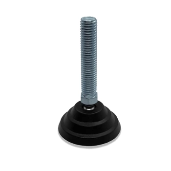 Stopka poziomująca wahliwa Ø50 mm, M12x45, z karbowaną podstawą z poliamidu, do 450 kg