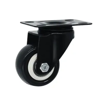 Koło skrętne do 40kg PVC 50mm płyta czarny bieżnik 