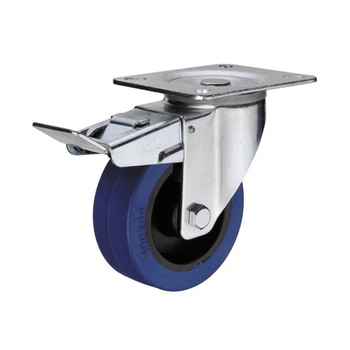 Koło skrętne do 150kg miękka guma 100mm płyta hamulec