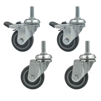 Zestaw 2+2 koła obrotowe do 40kg tworzywo 75mm śruba M12x30 hamulec/bez