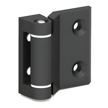 Zawias skrzydełkowy z łożyskiem Delrin A=45 B=47, H=0 lakierowany czarny, 4-otworowy, ZnAl