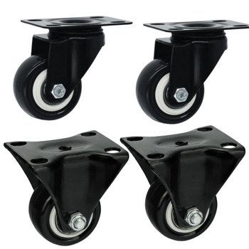 Zestaw 2+2 koła stałe / koła obrotowe do 40kg PVC 50 mm czarny bieżnik