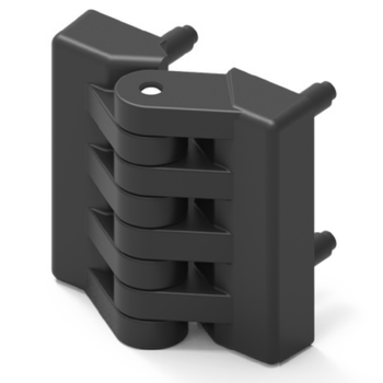 Zawias skrzydełkowy poliamidowy A=50 B=50, czarny, 4-śruby M5, PA6, żebrowany