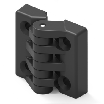 Zawias płaski A=50 B=50 l=30, poliamid, 4-otwory, czarny