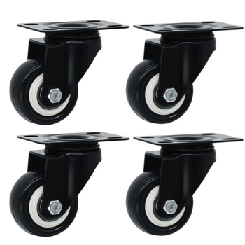 Zestaw 4 kół skrętne do 70kg PVC 75mm płyta czarny bieżnik 