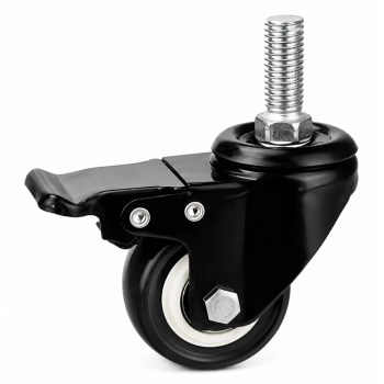 Koło obrotowe do 40kg PVC 50mm śruba M10x25 czarne  hamulec