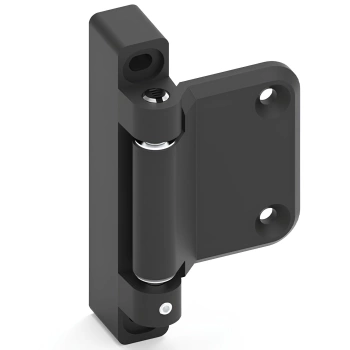 Zawias płaski narożny z łożyskiem Delrin 50x100 mm, lakier czarny, lewy, ZnAl