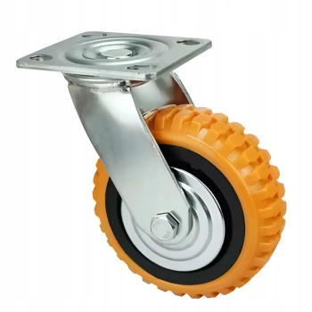 Koło przemysłowe 125 mm/350 kg bez hamulca, płyta, aluminiowy rdzeń + poliuretan (PU)