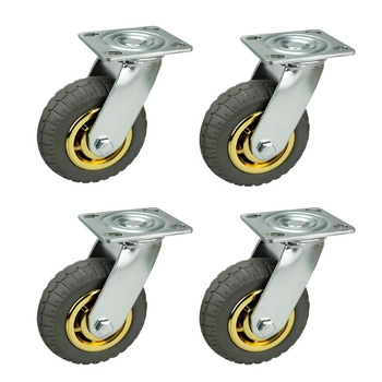 Zestaw 4 koła skrętne do 180kg guma 100mm płyta szary bieżnik przemysłowe