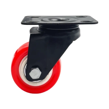 Koło skrętne do 40kg PVC 50mm płyta czerwony bieżnik 