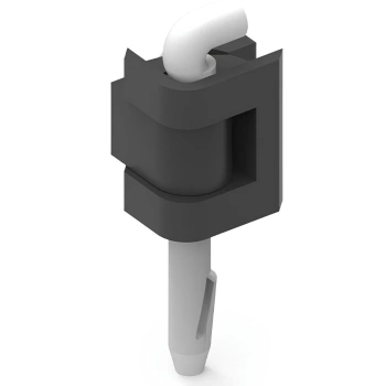 Zawias narożny poliamidowy 15x25 mm na panel 1,5 mm, PA6 i stalowy sworzeń 